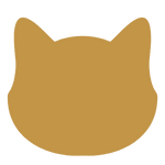 Silhouette eines Katzenkopfes in Goldbraun.