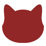 Silhouette eines Katzenkopfes in warmen Rot.