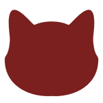 Silhouette eines Katzenkopfes in dunklem Rot.